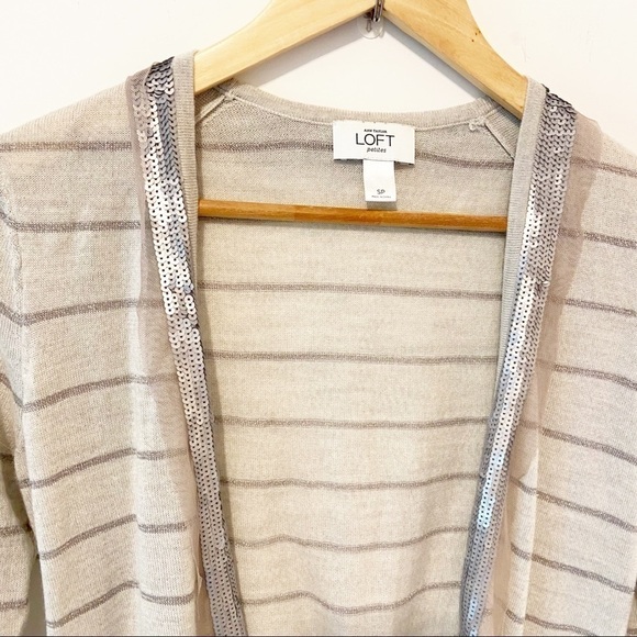 Ann Taylor Loft Stripped Wool Blend Sequin sweater - Picture 3 of 15